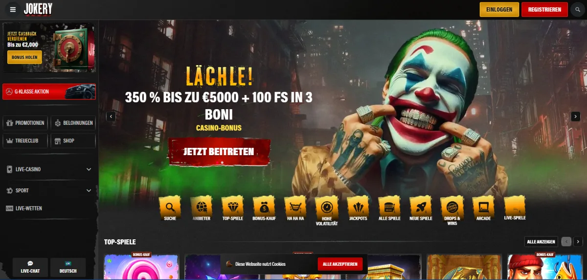Jokery – Das beste Online Casino ohne LUGAS mit einem 1.500 € + 150 Freispiele Willkommensbonus